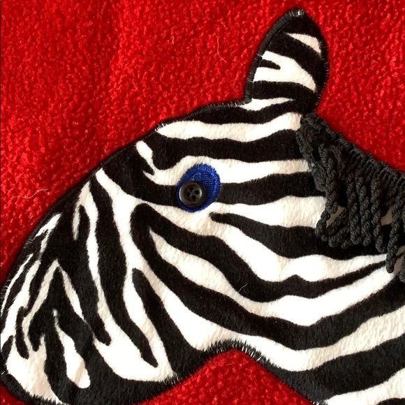 Red Fleece Top with Zebra - Picture 5 of 5